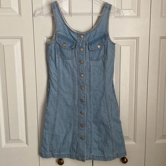 Madewell Denim Sleeveless Seamed Mini Dress‎ Palomilla Wash Size 00 NWT - Picture 3 of 9
